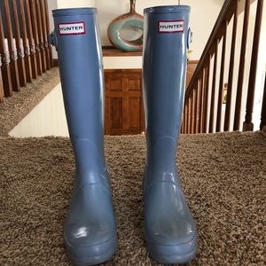 Sky blue hunter rain boots